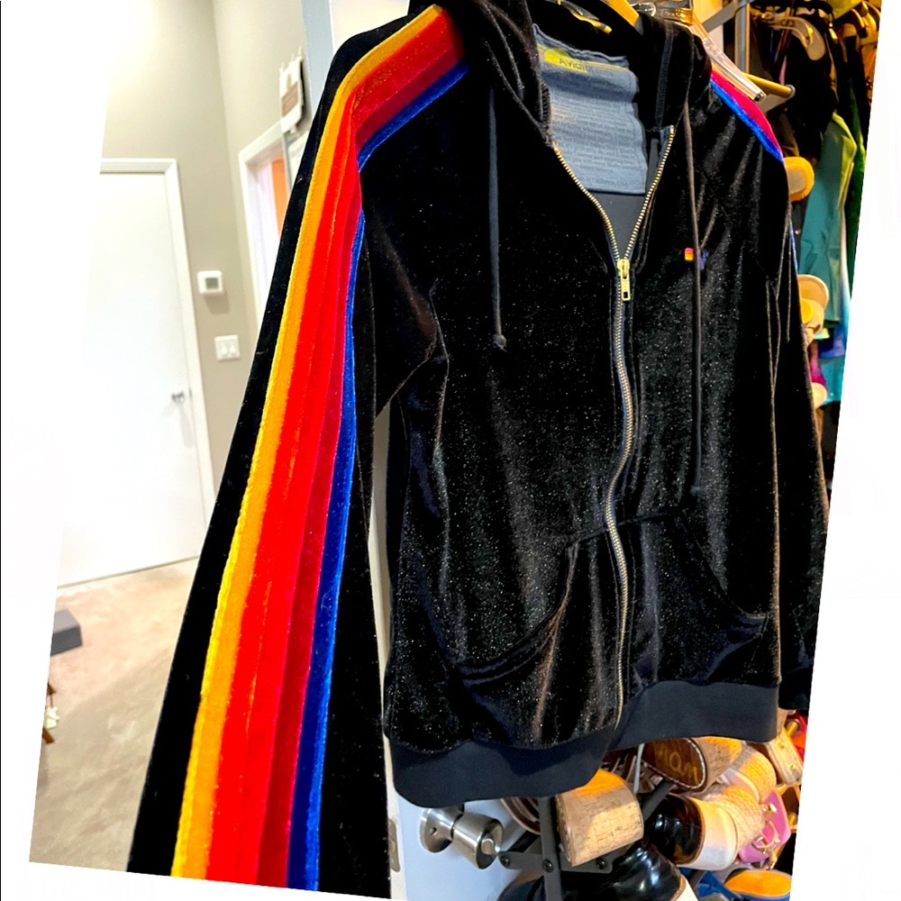 Black velour Aviator Nation zip up